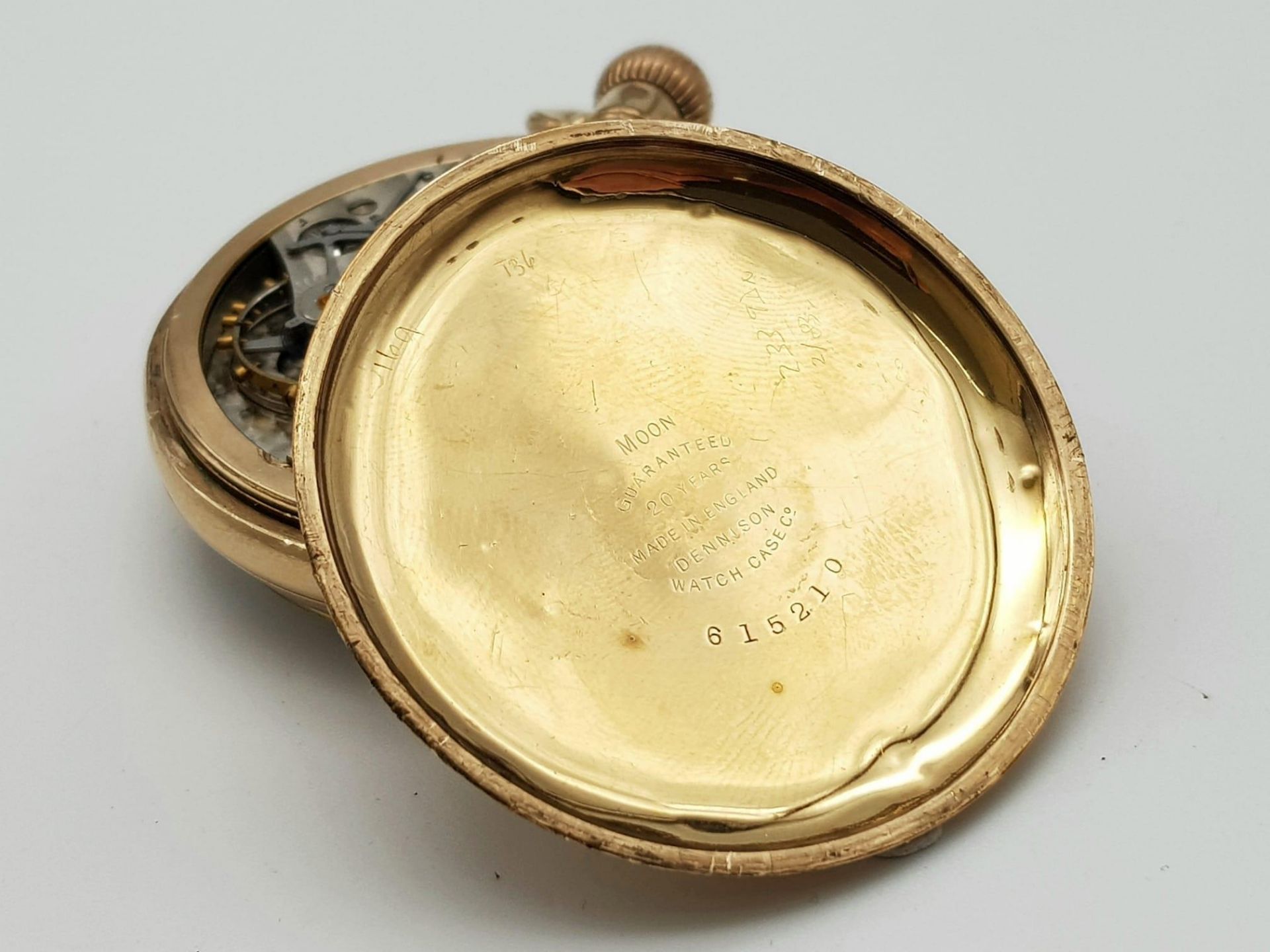 An Antique (1915) Gold Plated Hampden Watch Co. Pocket Watch. 21 jewels. 3328478 movement. Top - Image 5 of 5
