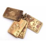 THE "FOUR ACES" CHARM OR PENDANT IN 9K GOLD . 6.7gms