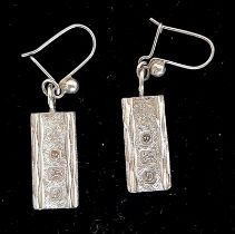 A vintage pair of sterling silver ingot earrings. Full hallmarks London, 1978. Total weight 6.4G.