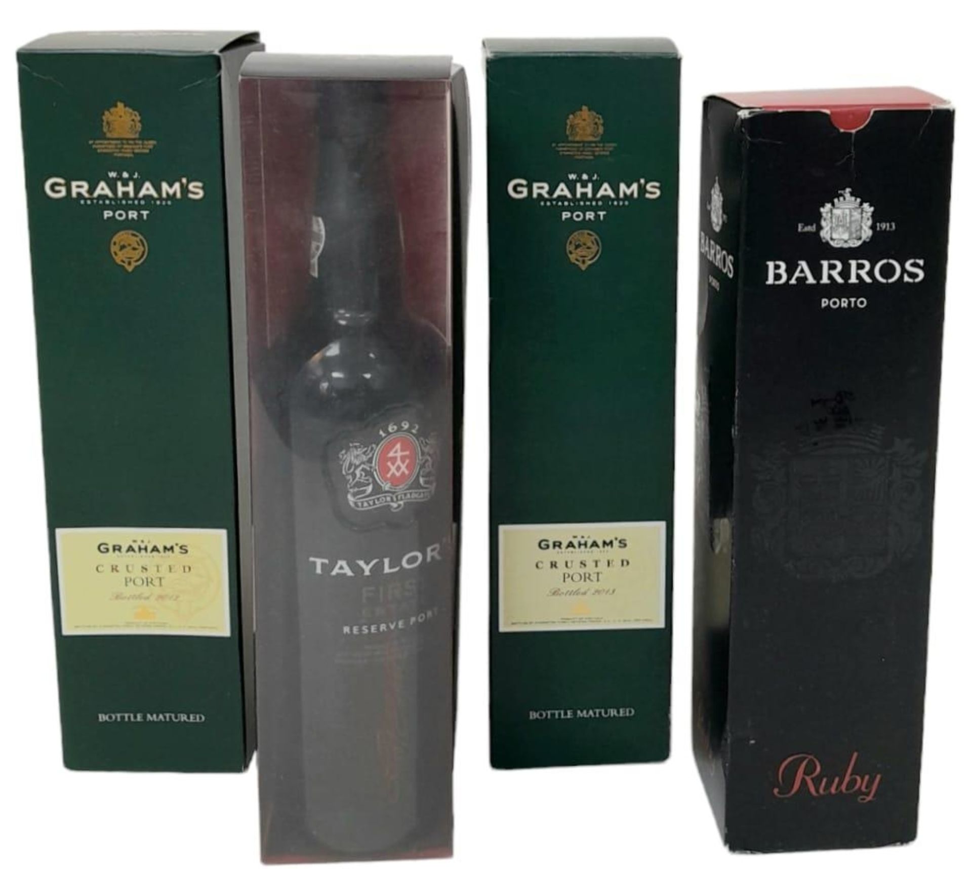 Four Bottles of Port: 2 x Grahams Crusted - 2012 and 2013 (75cl), Taylors First Estate (75cl), and a - Image 5 of 11