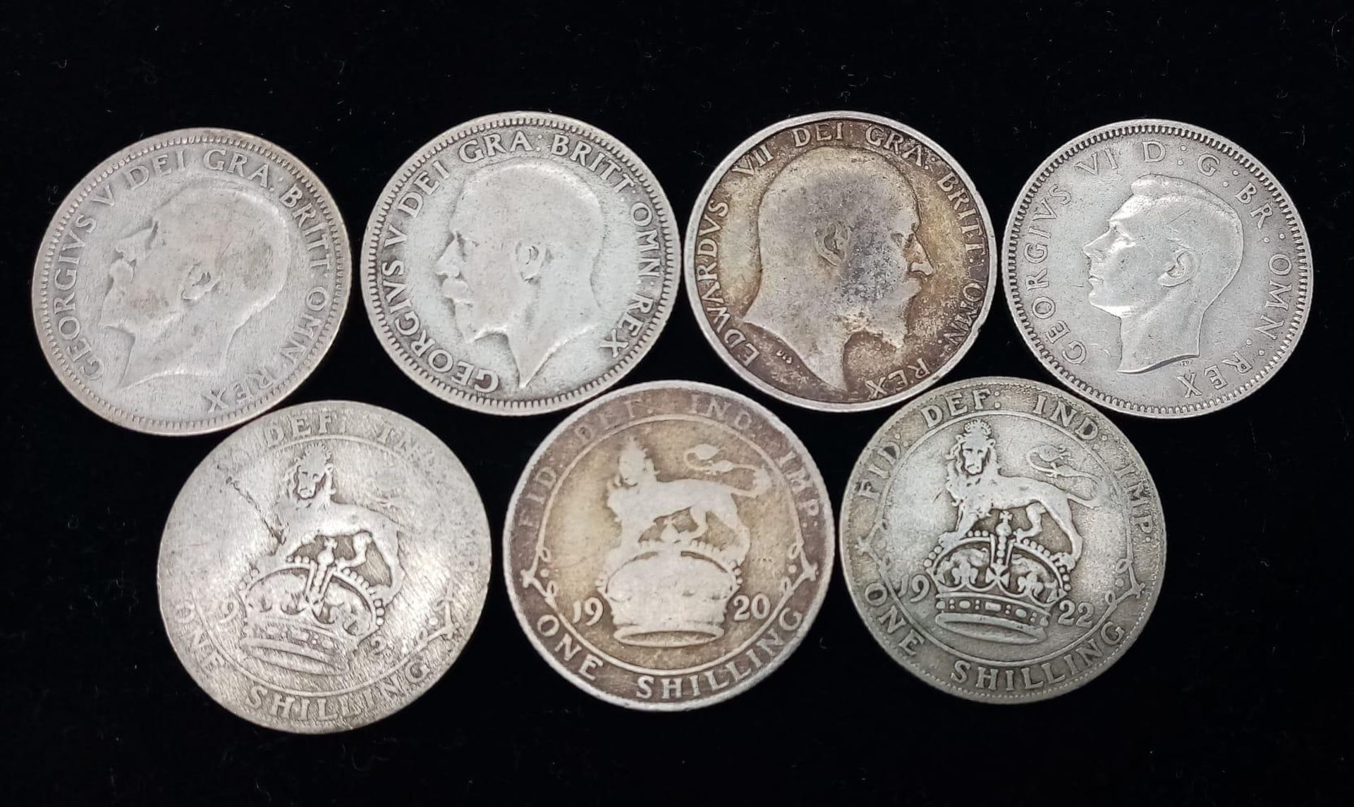 41 Pre 1947 British Silver Shilling Coins. 222g total weight. Please see photos for finer details. - Bild 2 aus 3