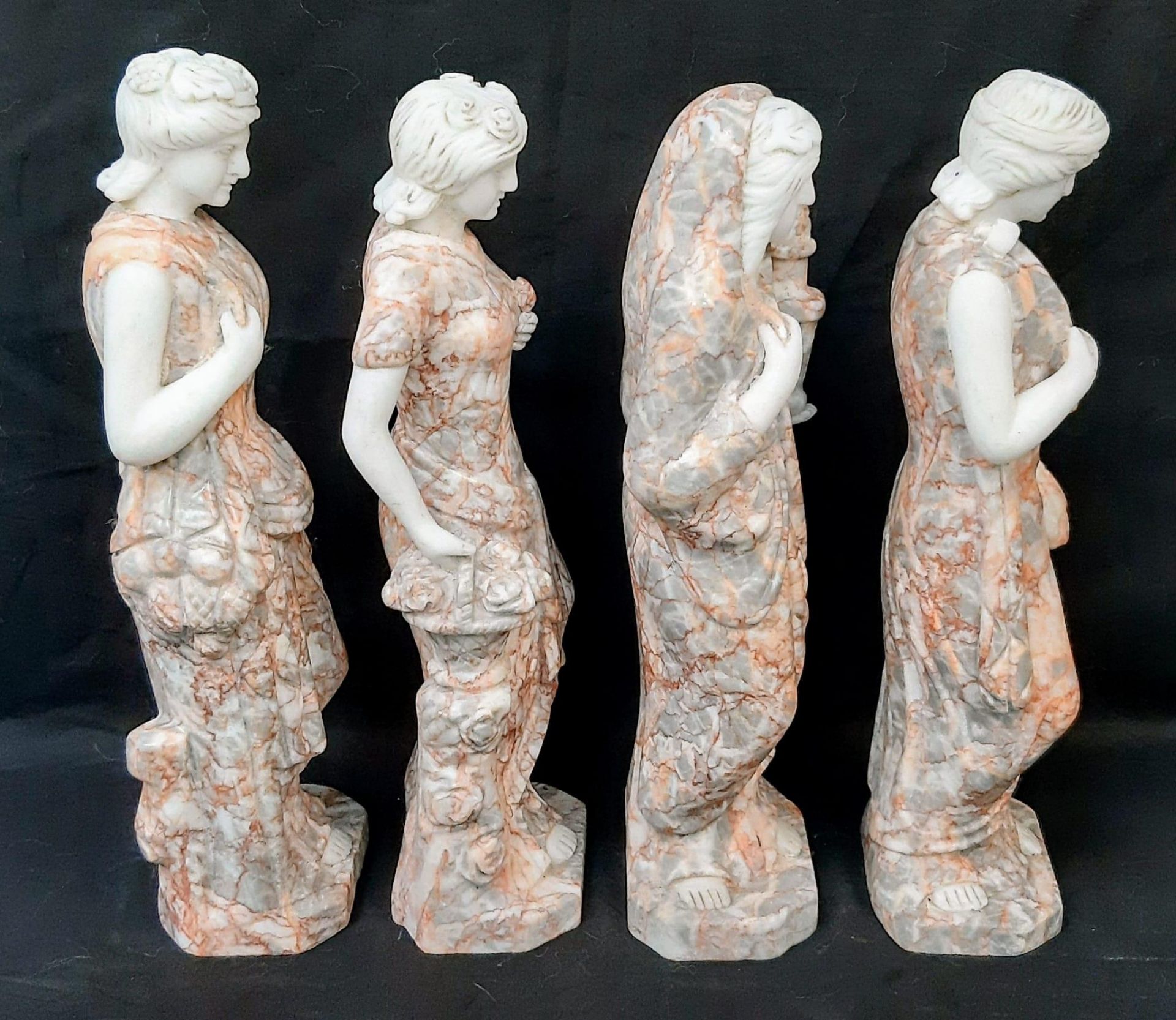 Four Carved Greek/Roman Goddess Marble Statues -Representing the Four Seasons. 31cm tall. Each - Image 4 of 6