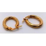 A Pair of Italian 9K Yellow Gold Creole Earrings. 2cm. 1.3g weight.