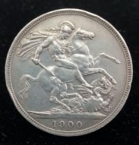 A 1900 Queen Victoria Silver Crown. VF grade but please see photos.