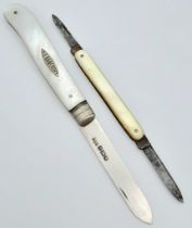 A Parcel of Two Antique Knives Comprising; An Antique Hallmarked 1912/3 Silver Pearl Handle
