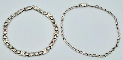 2X vintage 925 silver link bracelet. Total weight 11.1G. Total length 20cm. Please see photos for