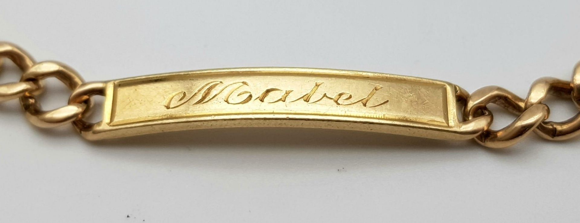 A 14K Yellow Gold Identity Link Bracelet. If your name is Mabel and you're asmatic - it's your lucky - Image 3 of 5