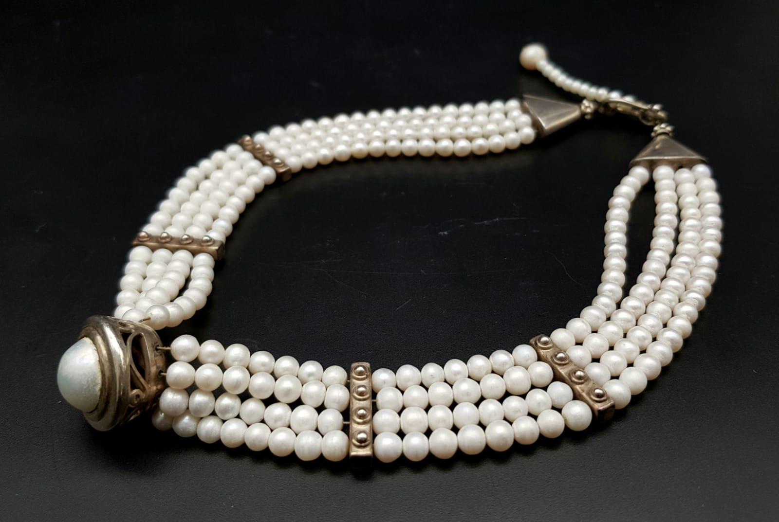 A high class, vintage, British Made-Cambridge based, CELLINI, choker necklace with four strands of - Image 4 of 10