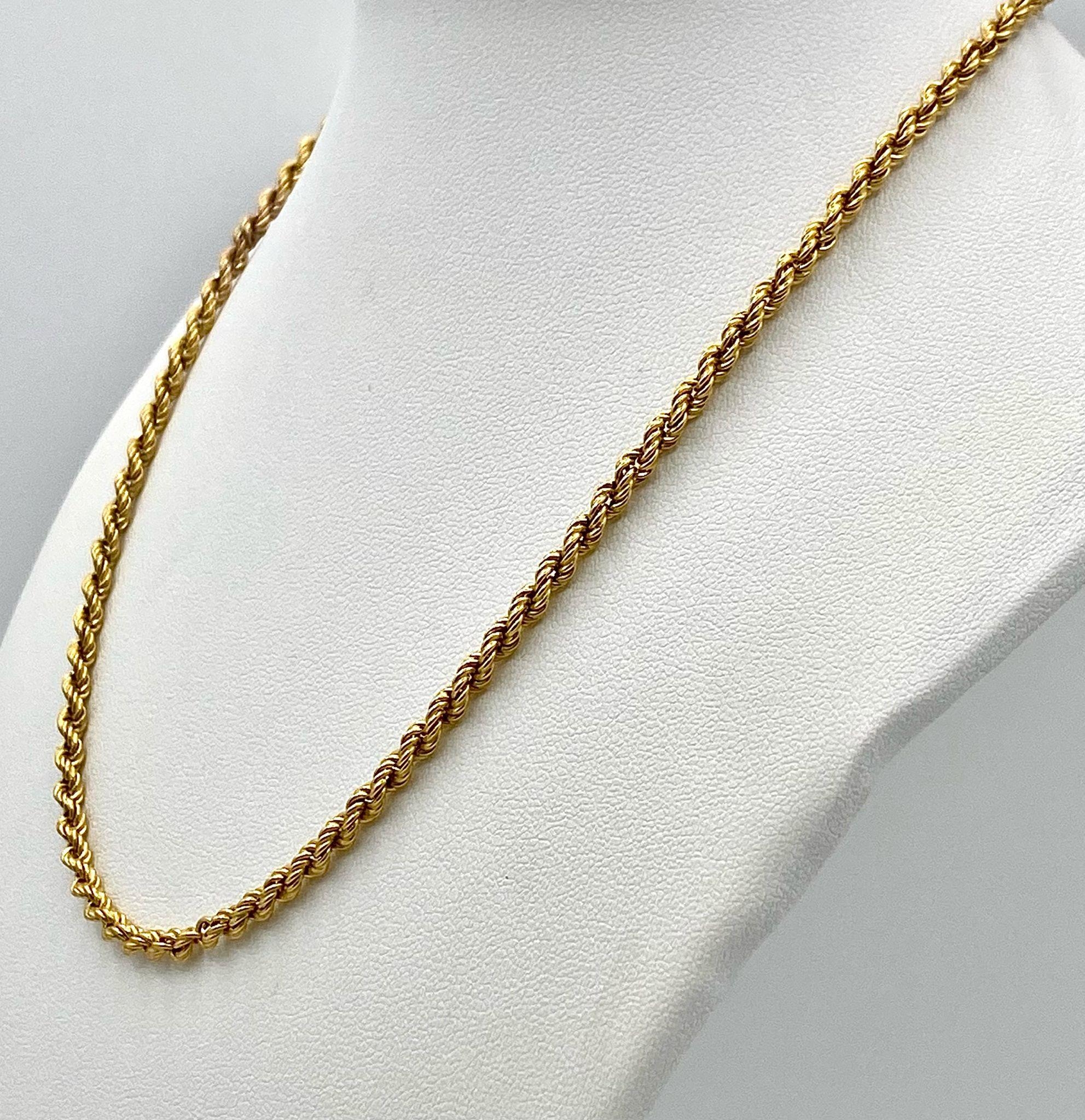 A 9K Yellow Gold Rope Necklace. 40cm length. 6.95g weight. - Image 4 of 7