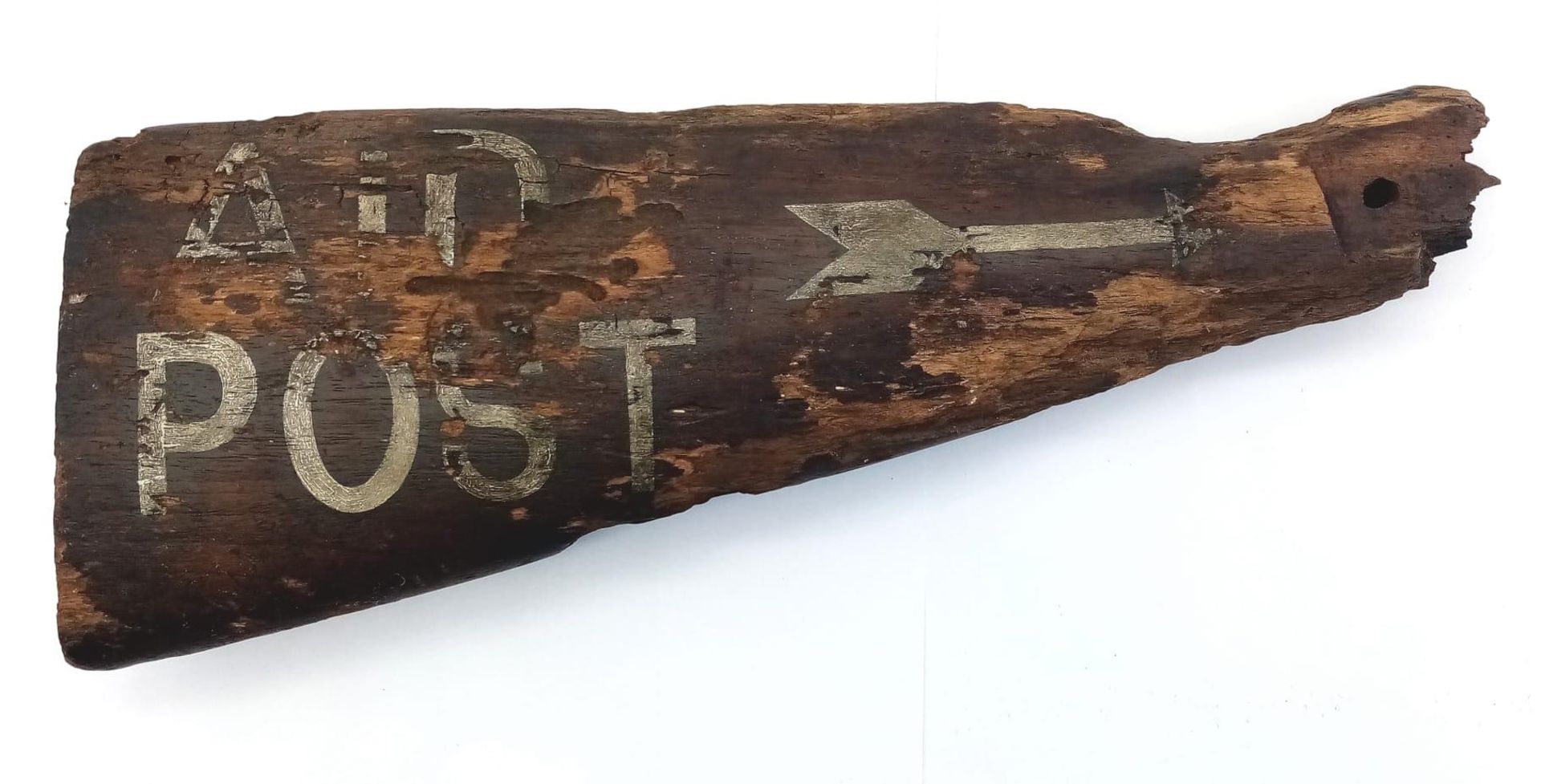 WW1 “AID POST” Trench Sign painted onto a rifle butt.