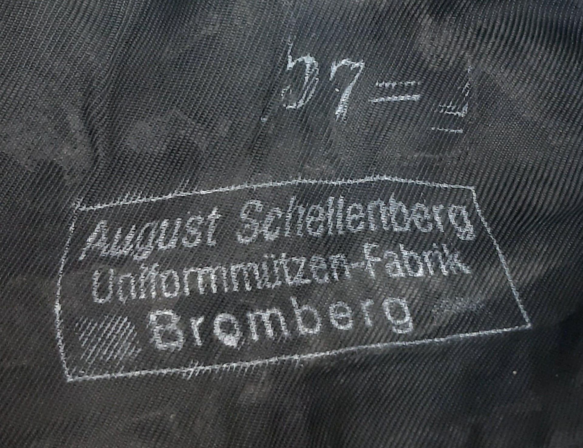 A WW2 German Panzer (Reconnaissance) Side Cap. Makers Name and size inside. - Image 6 of 6