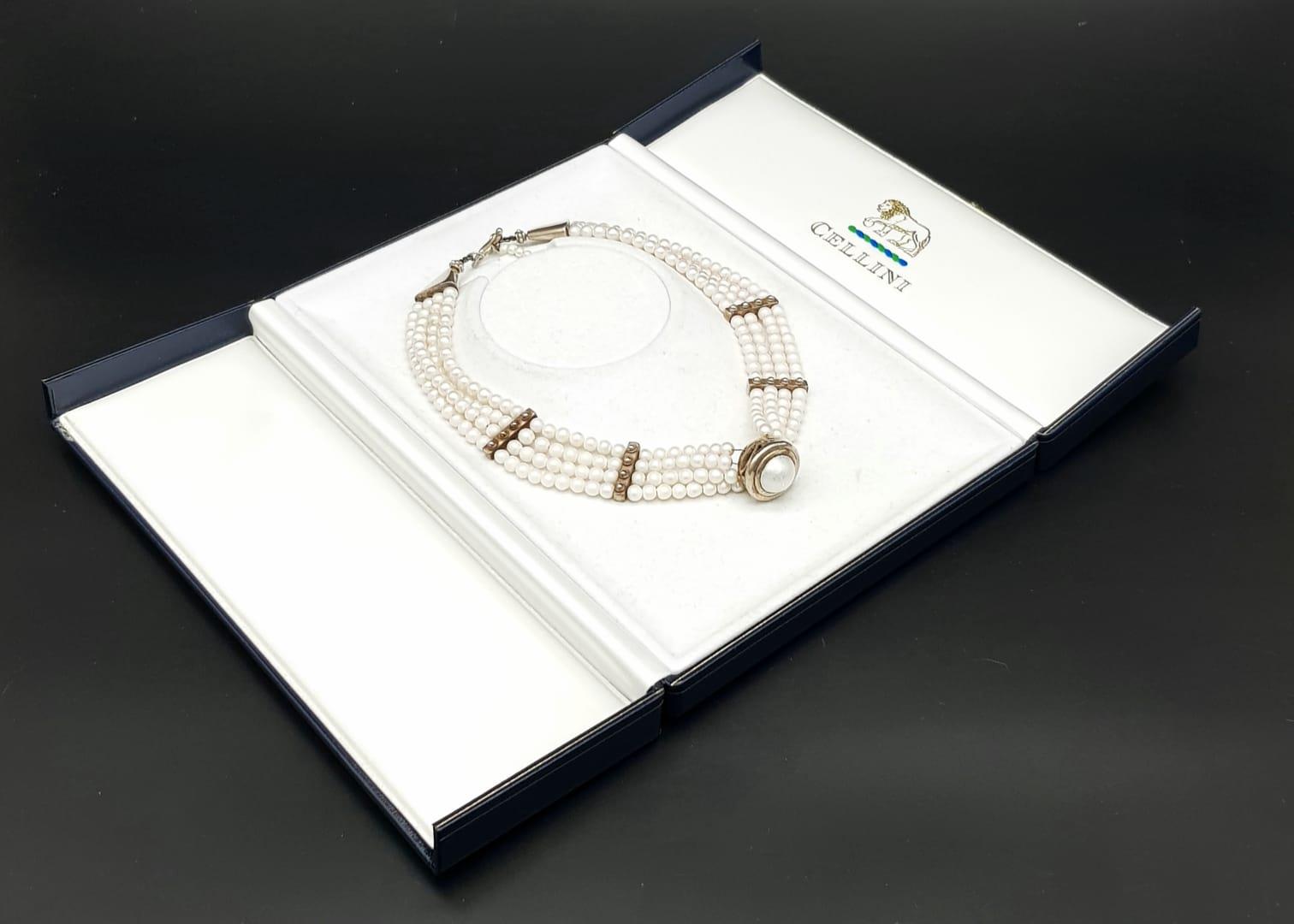 A high class, vintage, British Made-Cambridge based, CELLINI, choker necklace with four strands of - Image 8 of 10