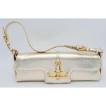 A Jimmy Choo Metallic Gold 'Cosmo' Shoulder Bag. Leather exterior with gold-toned hardware, thin