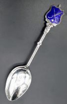 A vintage sterling silver tea spoon with Enamel on handle and nicely designed on thread. Full
