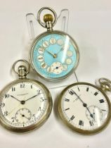 Antique silver Waltham pocket watch ( working ). & 2 others As found