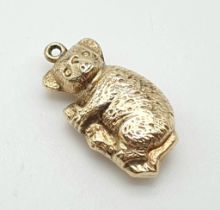 A 9K Yellow Gold Koala Bear Pendant/Charm. 2cm. 0.81g weight.