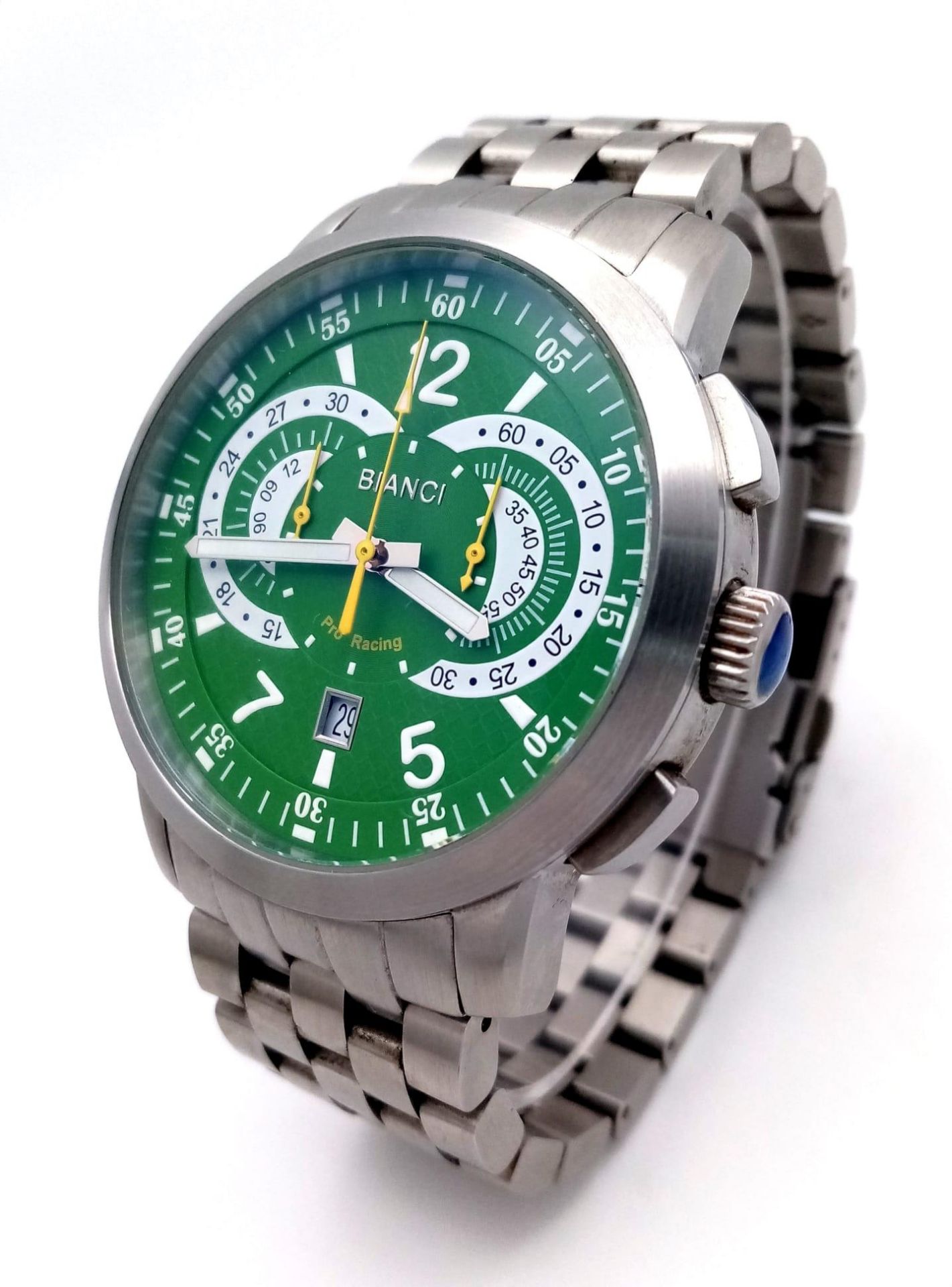 An Unworn 2013 Roberto Bianci Men’s Swiss Pro-racing Chronograph. Model RB7096-SS-Green. 48mm