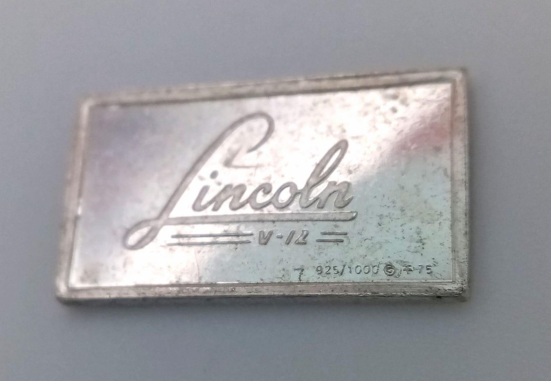 2 X STERLING SILVER AND ENAMEL LINCOLN CAR MANUFACTURER PLAQUES, MADE IN UNITED STATES USA, WEIGHT - Image 3 of 4