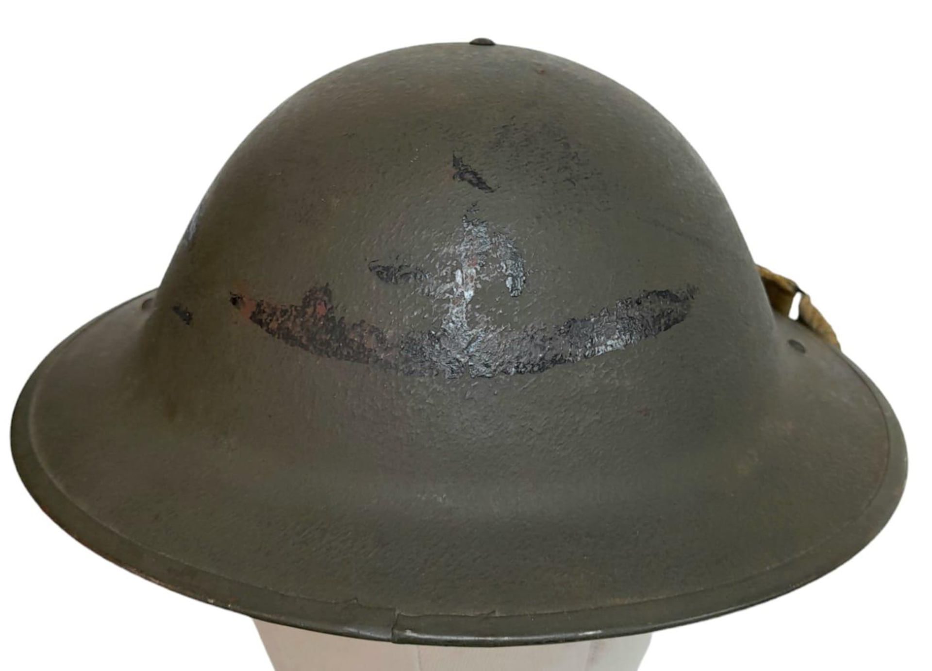 WW2 1943 Dated British Mk II Helmet, with insignia of the Gurkha Brigade. The makers stamp RO & CO - Image 4 of 5