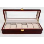 A high-quality wooden watch case for 6 watches (often used by ROLEX and OMEGA dealers) made from
