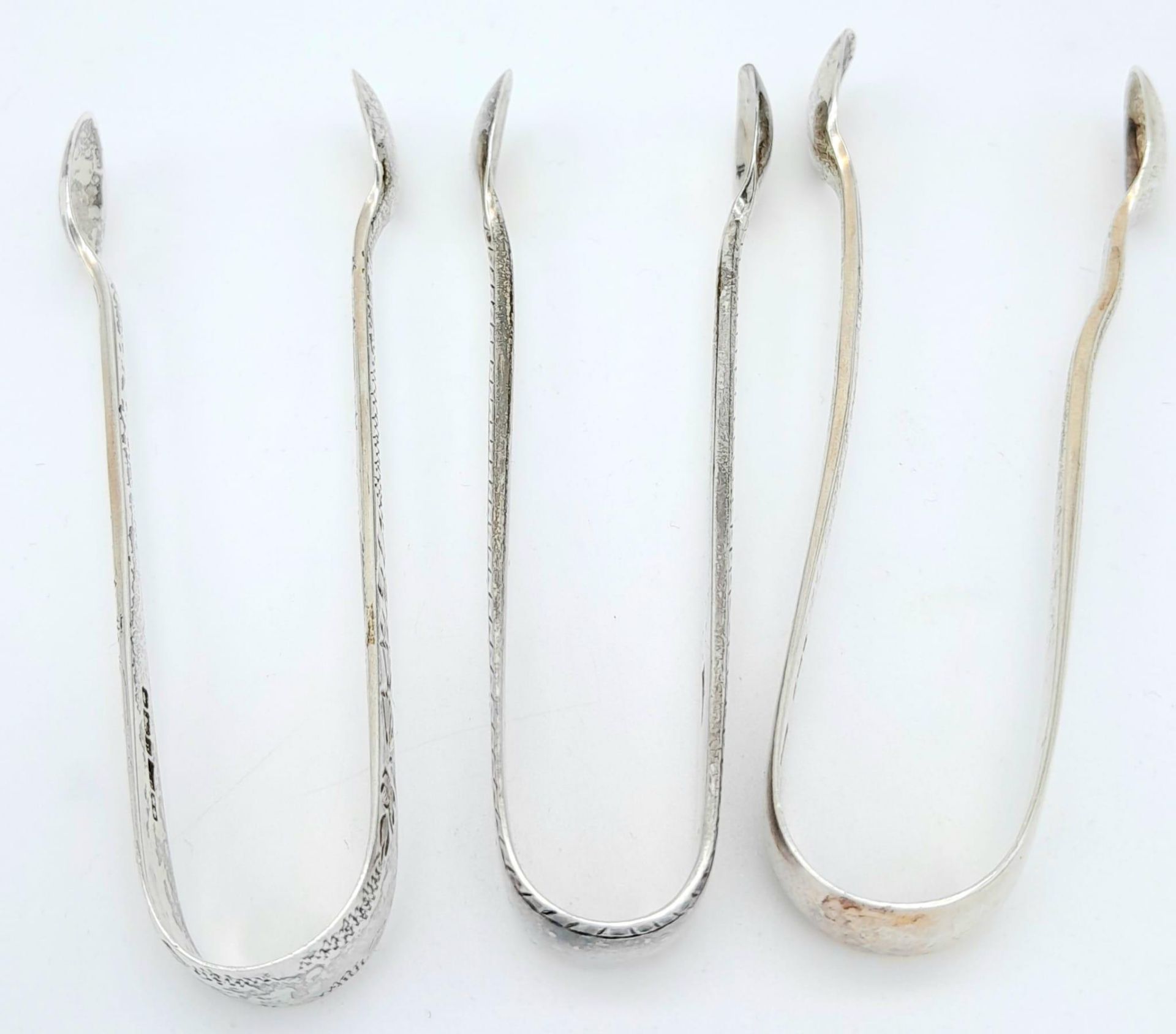 3X antique sterling silver sugar tongs with different designs. 2 of them come with Full London - Bild 2 aus 5