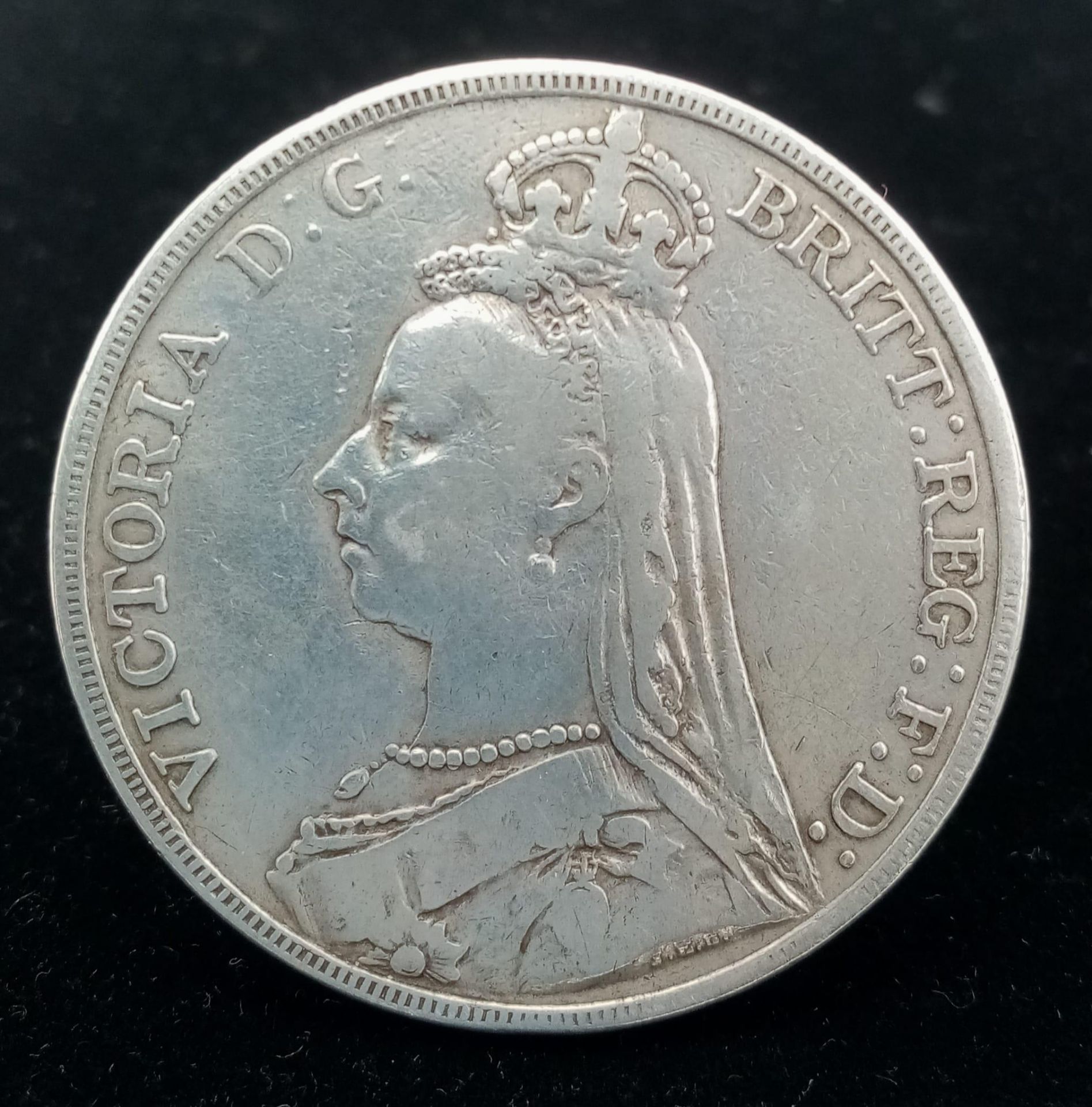 An 1891 Queen Victoria Silver Crown. VF grade but please see photos. - Image 2 of 3
