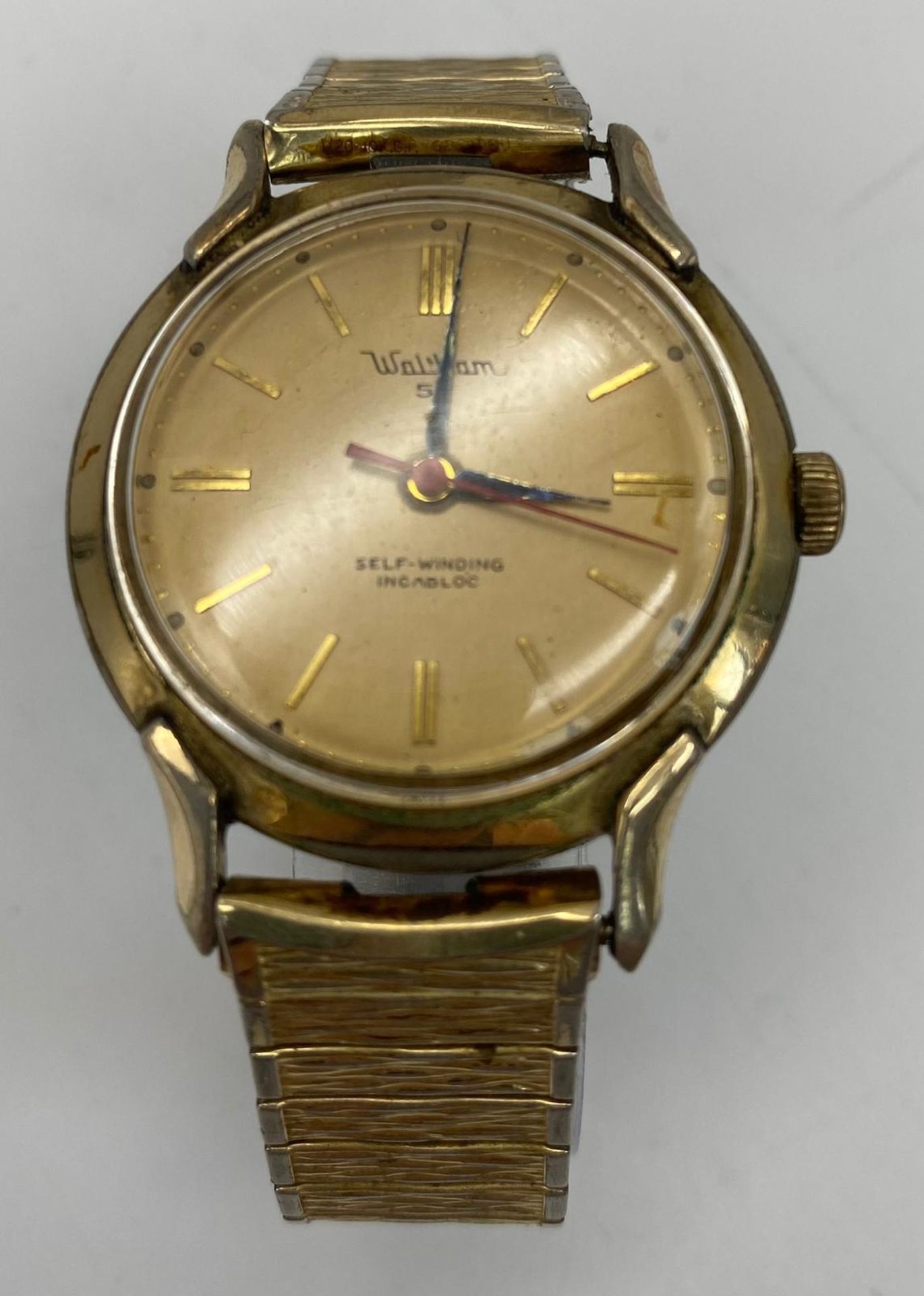 A Rare Vintage (1950s) Waltham 53 Automatic Gents Watch. Gold plated expandable bracelet. Two tone