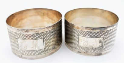 Two Vintage Sterling Silver Napkin Rings. 28.5g weight.
