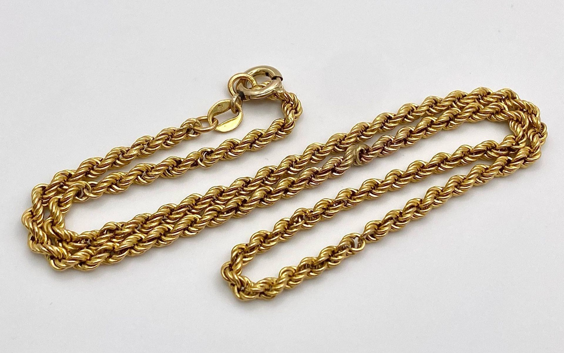 A 9K Yellow Gold Rope Necklace. 40cm length. 6.95g weight. - Bild 2 aus 7