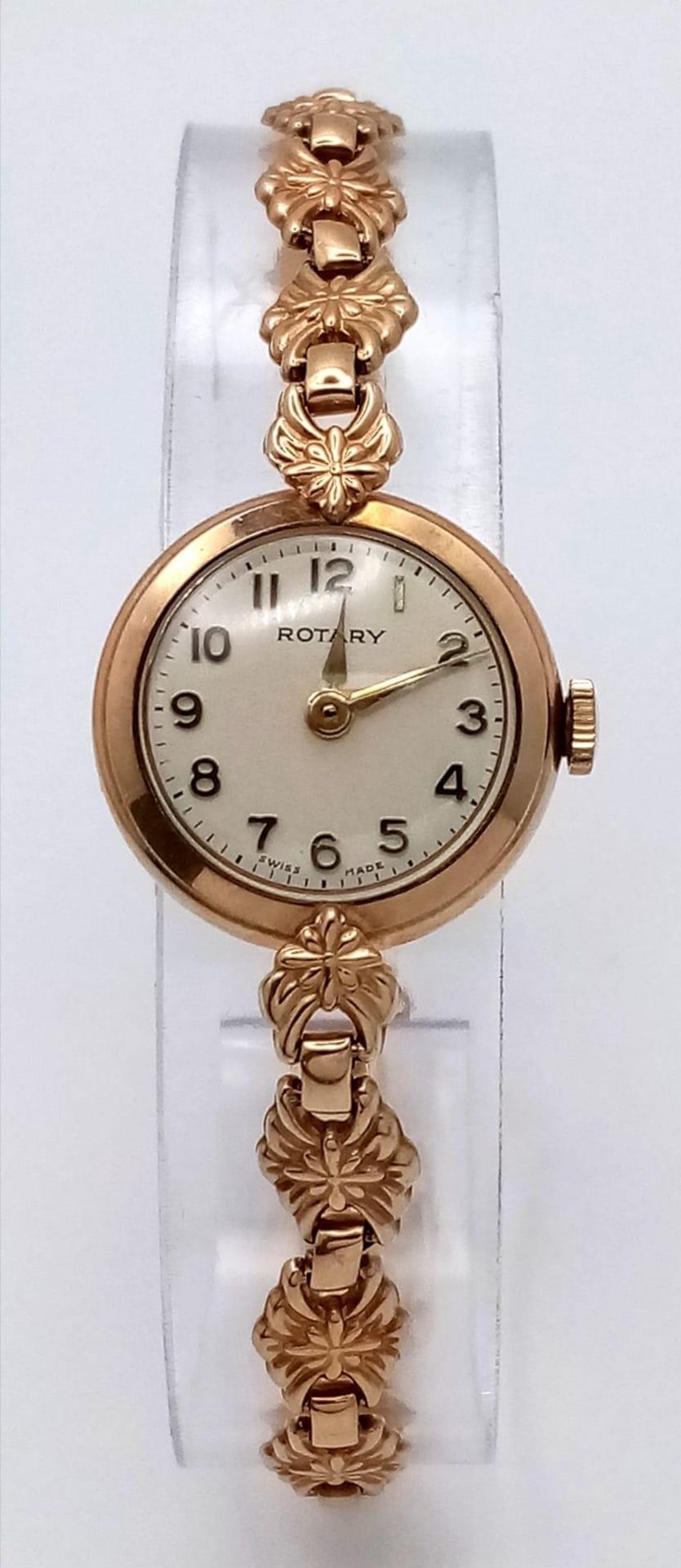 A Lovely Vintage Rotary 9K Gold Ladies Watch. 9K gold bracelet and case - 20mm. White dial. - Image 2 of 7