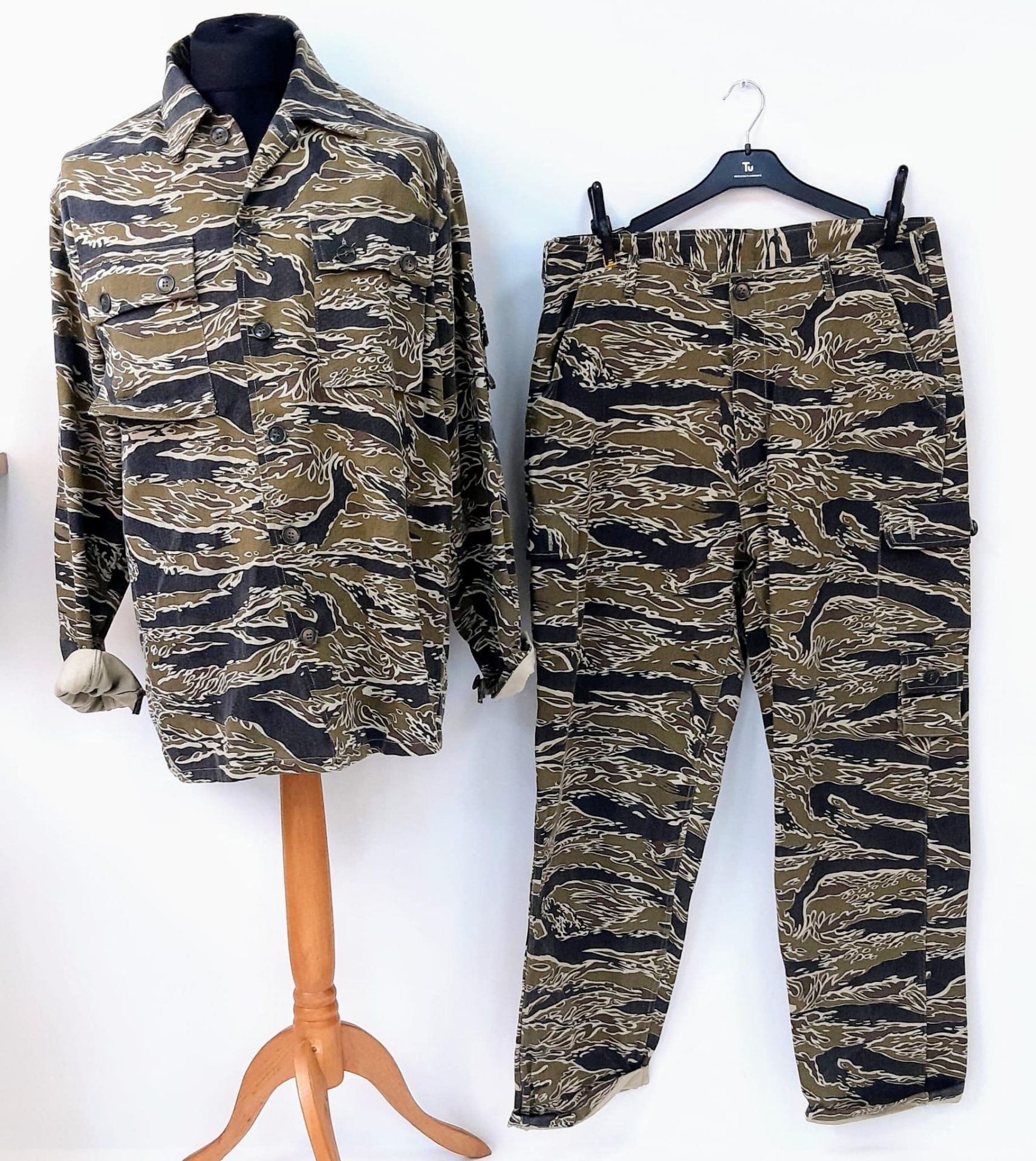 Tiger Stripe Combat Jacket & Trousers Quality Post War Vietnamese made from original fabric.