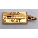 A 9K YELLOW GOLD INGOT PENDANT 3.4G , 2mm x 9mm SC 4019