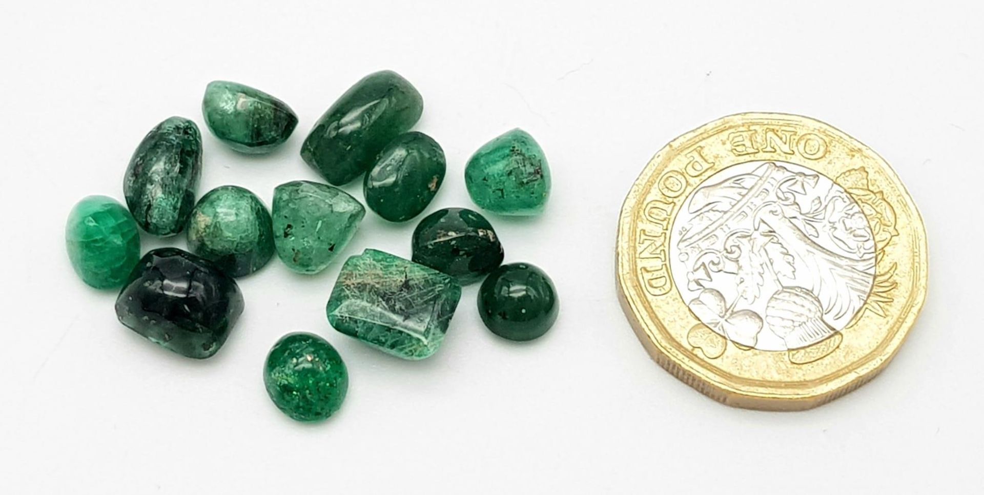 A Parcel of 13 Colombian Emerald Cabochons. 25.65 Carats Total. - Image 3 of 3