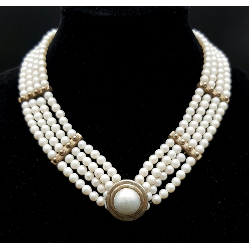 A high class, vintage, British Made-Cambridge based, CELLINI, choker necklace with four strands of