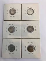 6 x Victorian SILVER THREEPENCES. Consecutive years 1895 to 1900. To include an 1899 Silver Maundy