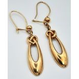 A Pair of 9K Yellow Gold Oval Earrings. 2.2g weight.