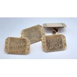 A PAIR OF SOLID 9K GOLD MONOGRAMMED CUFFLINKS (INITIALS ARE J H J) 9.4gms