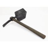 WW1 British Entrenching Tool With Handle. The Head is dated 1915.