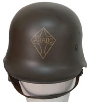 3rd Reich Lightweight Fire Helmet used by the German Aircraft Factory Arado Flugzeugwerke, whose