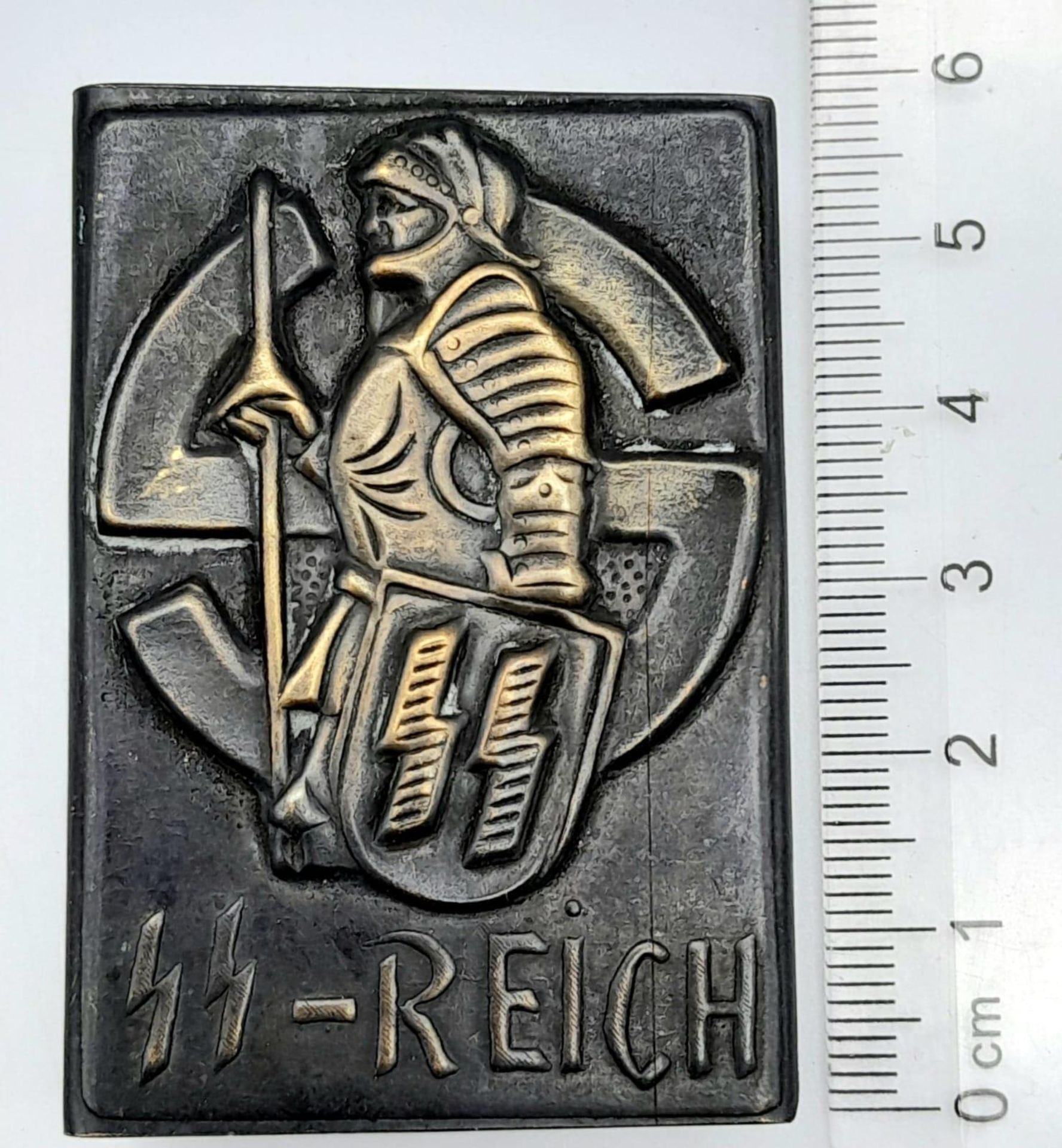 A WW2 German Stamped Brass SS-Reich Matchbox Sleeve. Marked Gesch. - Bild 4 aus 4
