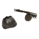 WW2 Stalingrad Relic Russian PPSH Machine Gun & Helmet. UK Mainland Sales Only