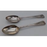 Two Large Sterling Silver Victorian Serving Spoons. Hallmarks for London 1879. Makers mark of Thomas
