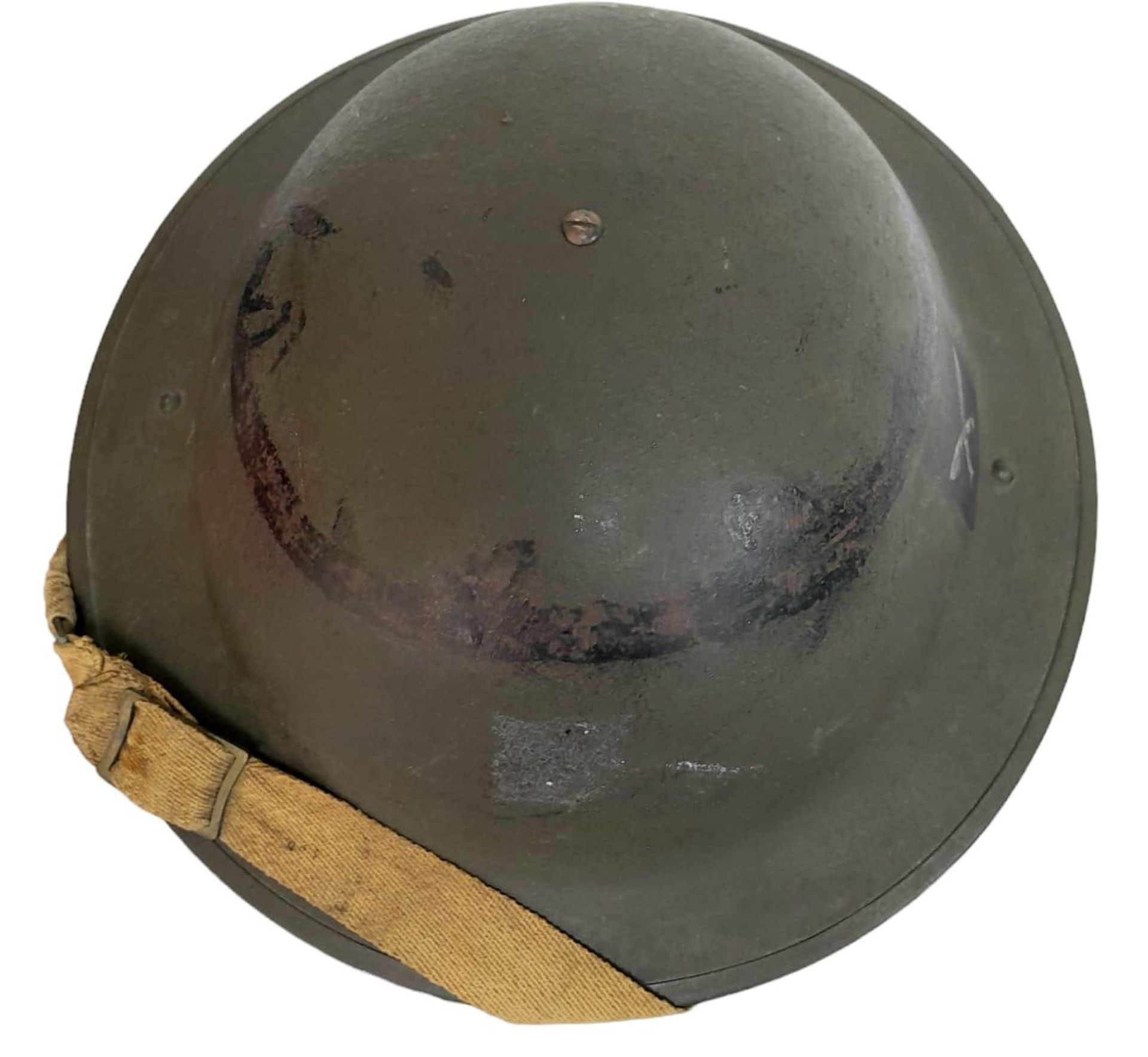 WW2 1943 Dated British Mk II Helmet, with insignia of the Gurkha Brigade. The makers stamp RO & CO - Image 3 of 5