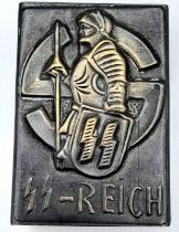 A WW2 German Stamped Brass SS-Reich Matchbox Sleeve. Marked Gesch.