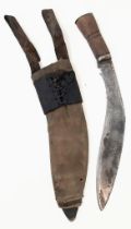A Very Good Condition WW1 Era Nepalese Kukri with its Original Leather and Canvas Sheath. 43cm