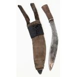 A Very Good Condition WW1 Era Nepalese Kukri with its Original Leather and Canvas Sheath. 43cm