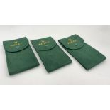 Three ROLEX service pocket pouches ideal for traveling or protecting your valuable watch when not in