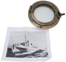 A WW2 German Kriegsmarine “Schnell Boot” Fast Boat Porthole. Commonly known as “E-Boats” by the