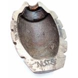 A WW2 Battle of Bastogne Relic Ash-Coin Tray. Made from an INERT US Pineapple Grenade. Engraved “