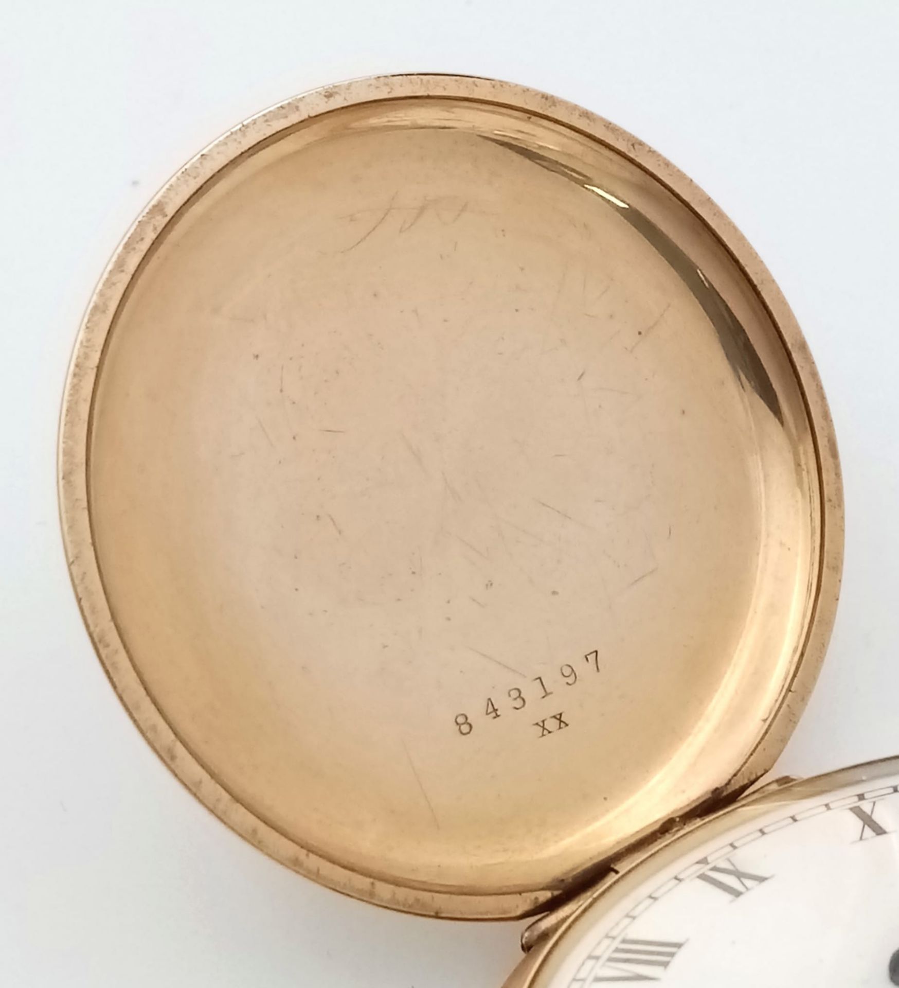 An Antique 10K Gold-Plated Cased Waltham Traveler Full Hunter Pocket Watch. Dennison case. Top winde - Bild 9 aus 12
